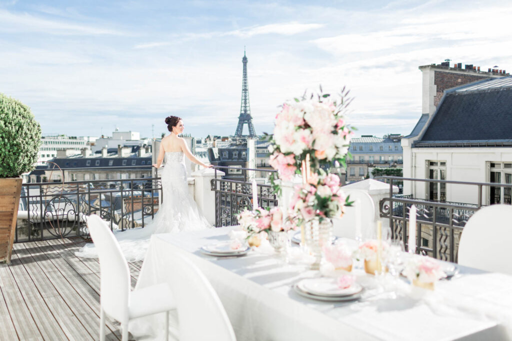 Rooftop, Paris, Tour Eiffel, view, mariage, wedding, organisation, vue, se marier à Paris au printemps