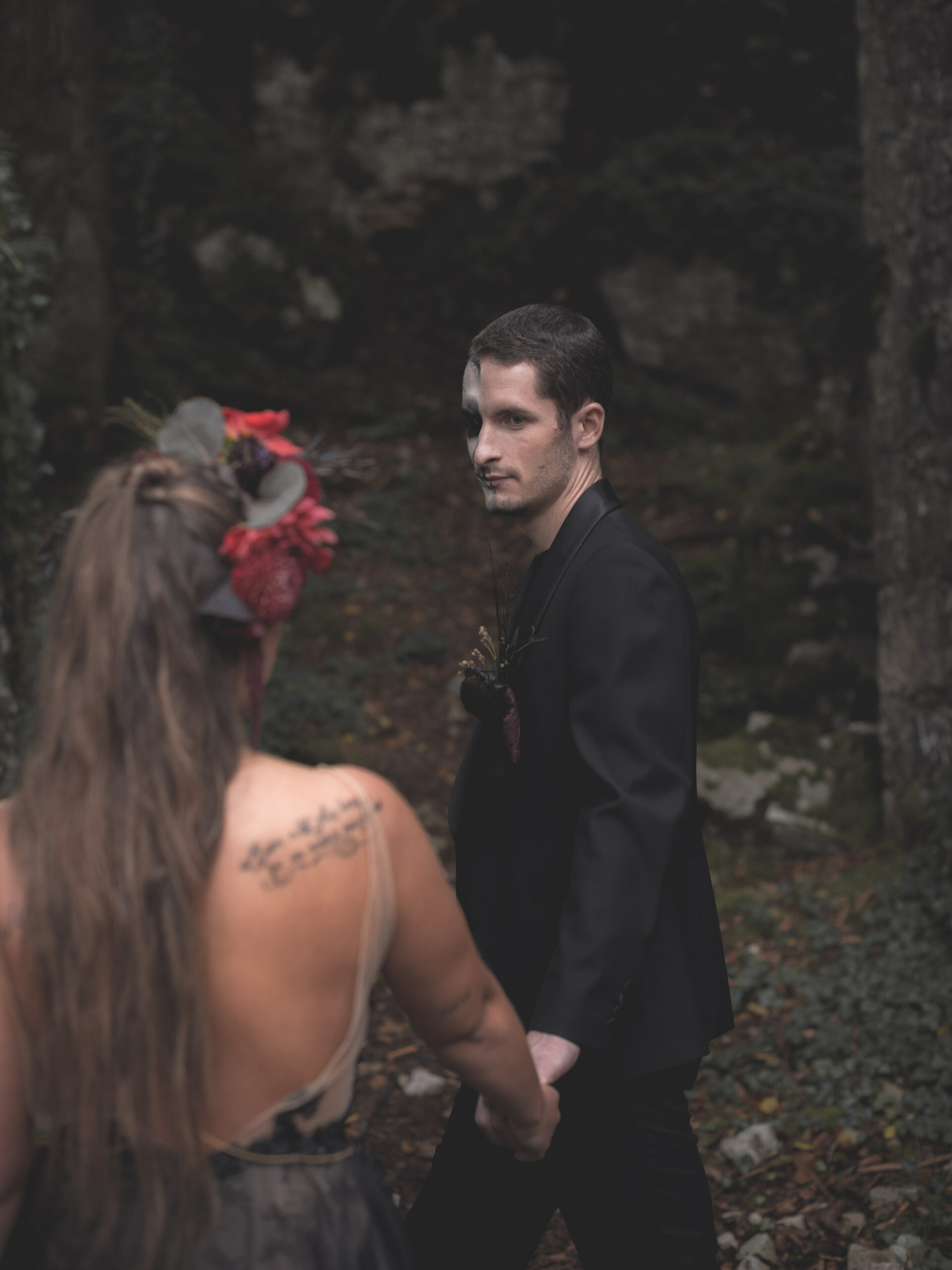 halloween, noir, couple, mariage,