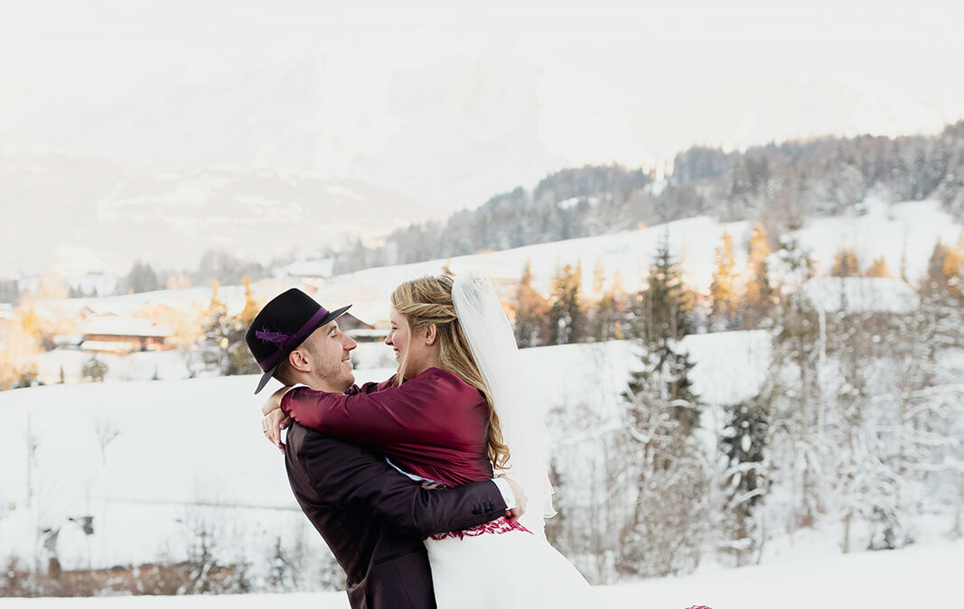mariage montagne, mariage vue mont blanc, couple, photo de couple, mariage hivernal