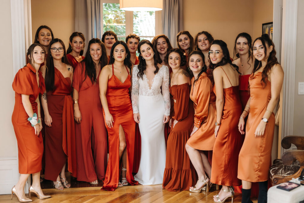 Témoins, Photo de groupe, Orange, demoiselle d'honneur