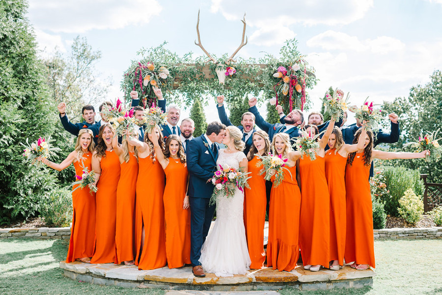 Demoiselles d'honneur en robe orange