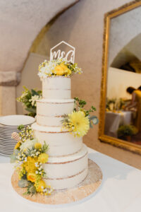 wedding cake, gâteau, jaune, fleurs, miel, nude cake, 