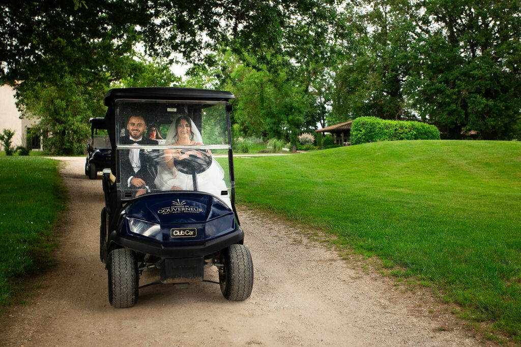 mariage golf voiturette 