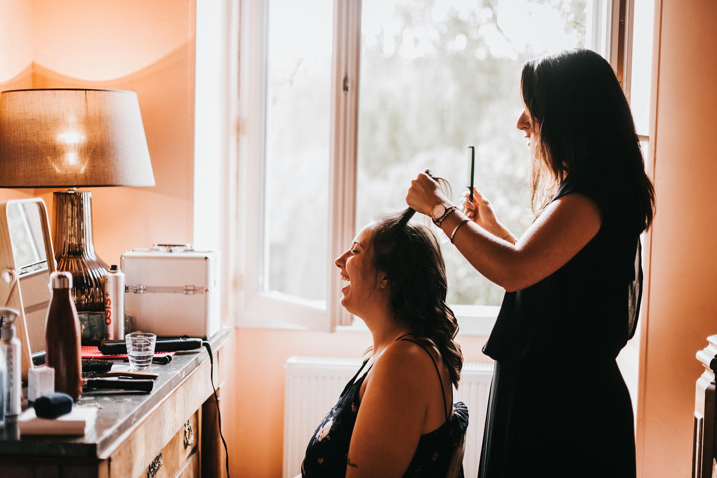 coiffure, coiffeuse, mariée, préparatifs