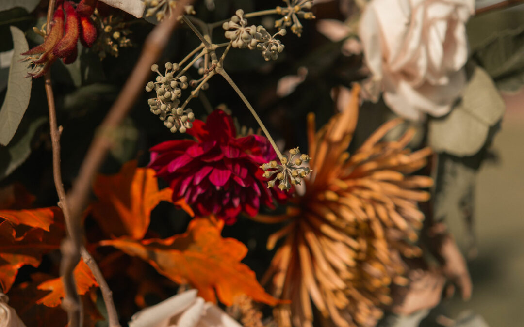 mariage automne, fleur d'automne, décoration mariage, bouquet d'automne