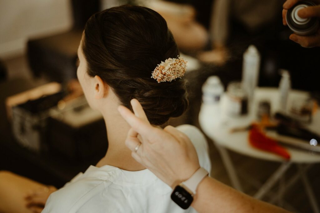 coiffure mariée, coiffure, préparatifs